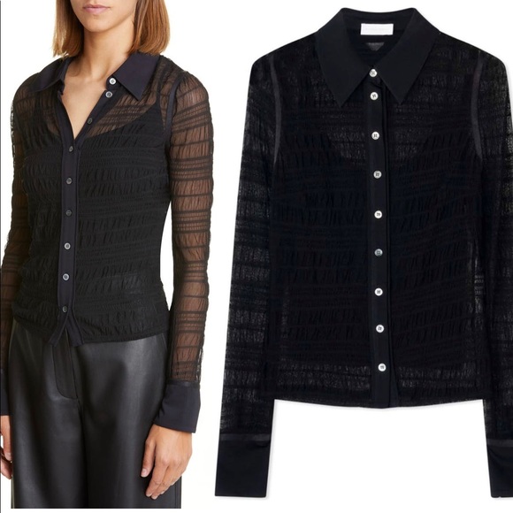 Jonathan Simkhai Robin Mesh Button Down Top - Picture 3 of 5